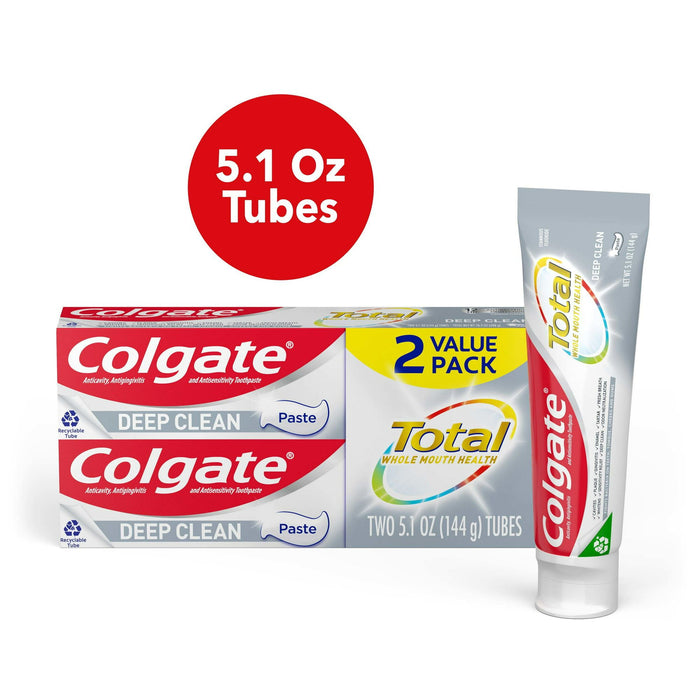 Colgate Total Deep Clean Toothpaste; Mint Fluoride Toothpaste; 5.1 oz; 2 Pack