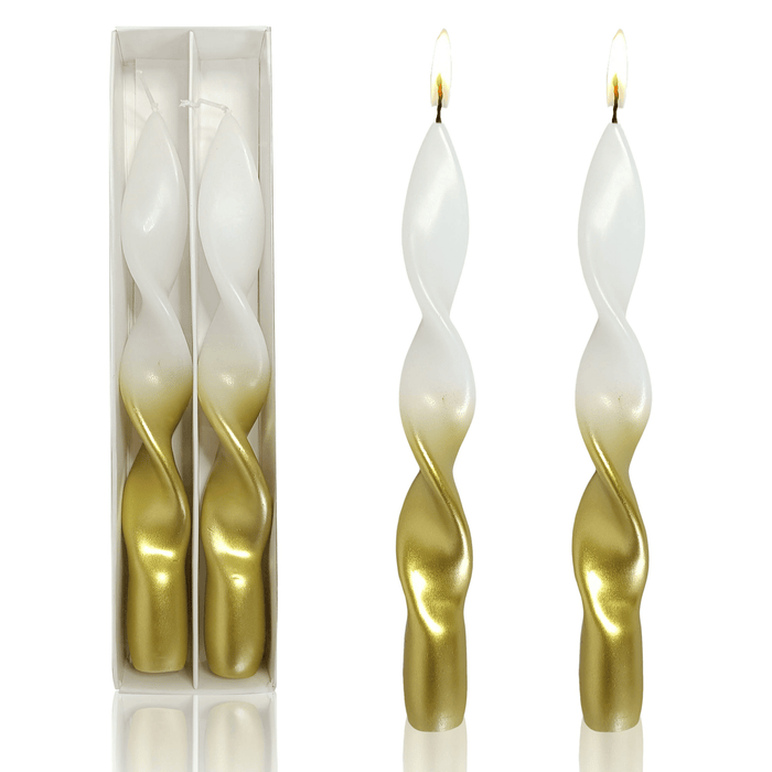 FCMSHAMD 8.8'' White Gold Taper Candles - Unscented (2 Pack)