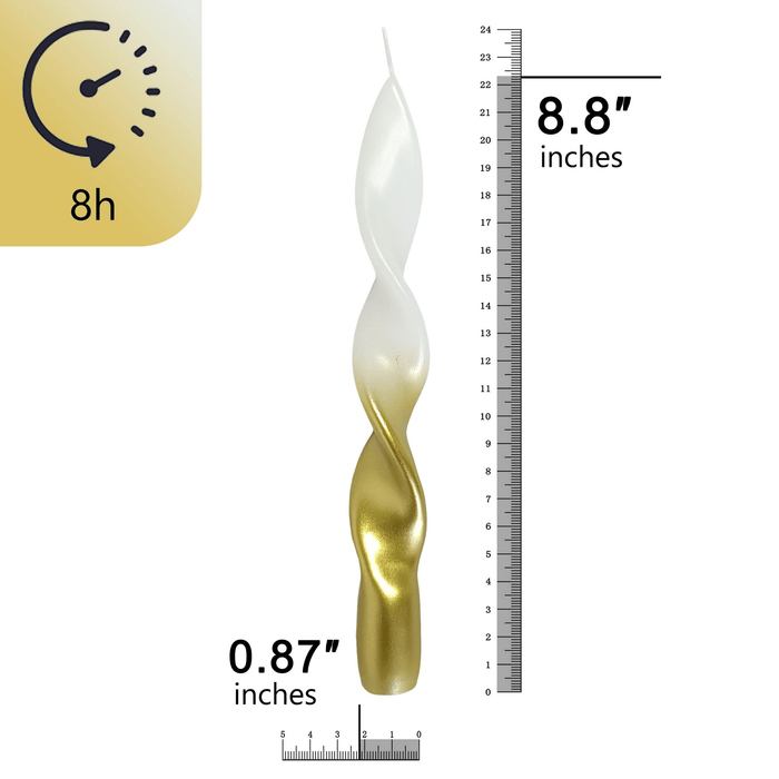 FCMSHAMD 8.8'' White Gold Taper Candles - Unscented (2 Pack)