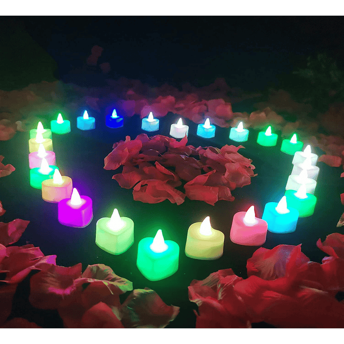 24 Pcs Flameless Tealight Candles with Colorful Lights, A Great Choice Heighten The Festive Atmosphere, Battery Operated Colored Fake Candles, No Flickering Light