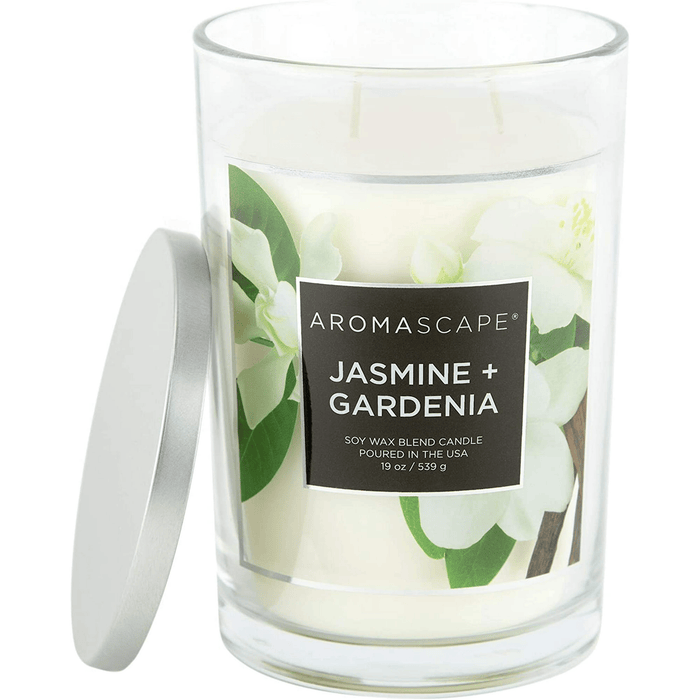 Aromascape PT41917 2-Wick Scented Jar Candle, Jasmine & Gardenia, 19-Ounce, White