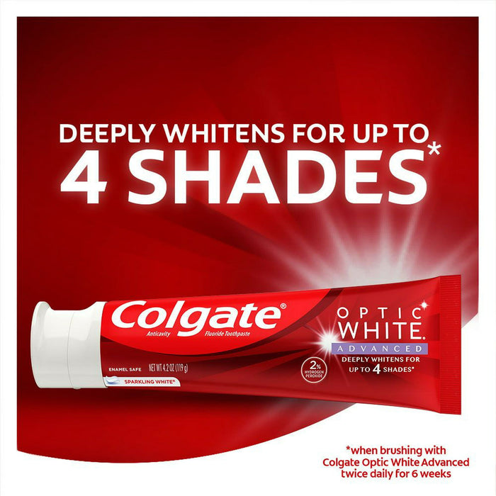 Colgate Optic White Advanced Teeth Whitening Toothpaste; Icy Fresh; 3.2 oz; 3 Pack