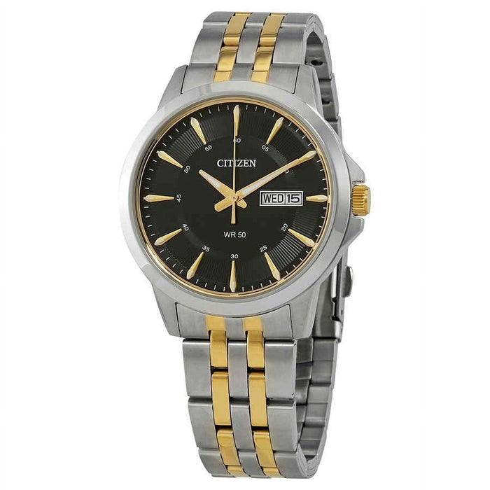 Citizen Men's Quartz Day/Date Watch - Black Dial - Two-Tone Case and Bracelet