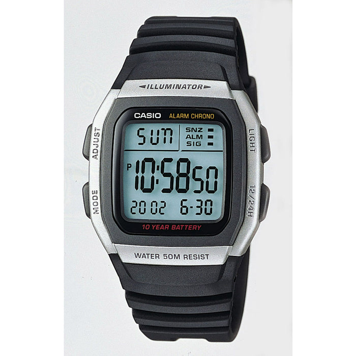 Casio Men's Black and Silver Sport Digital Watch with Resin Strap W96H-1AV