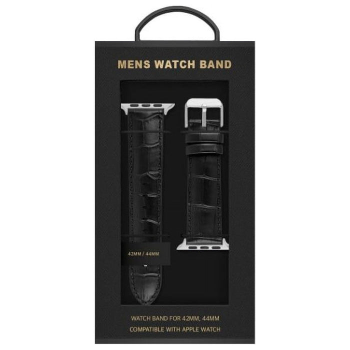 American Exchange Men's Watch Strap, Silver/Black 42-44mm