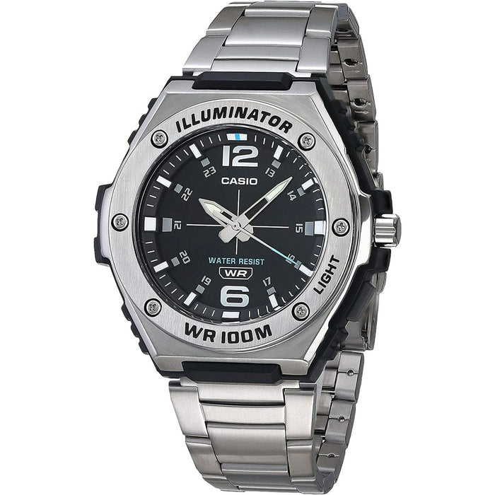 Casio Men's Illuminator Quartz Black Dial Stainless Steel Watch MWA100HD-1AV