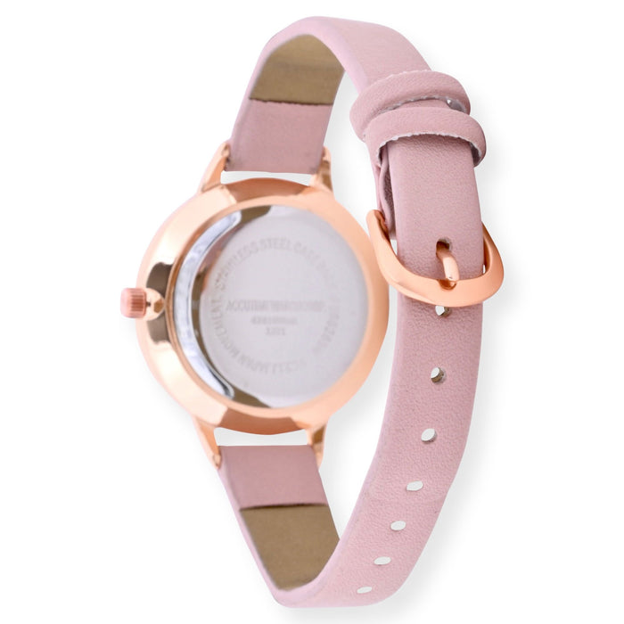 Time and Tru Adult Female Rose Gold Tone Etched Dial Watch (42010WML)