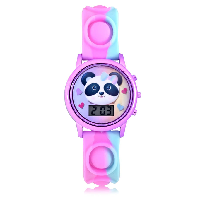 Wonder Nation "Panda" Popper Childrens LCD Watch in Gradient Purple to Blue (WN4268WM)