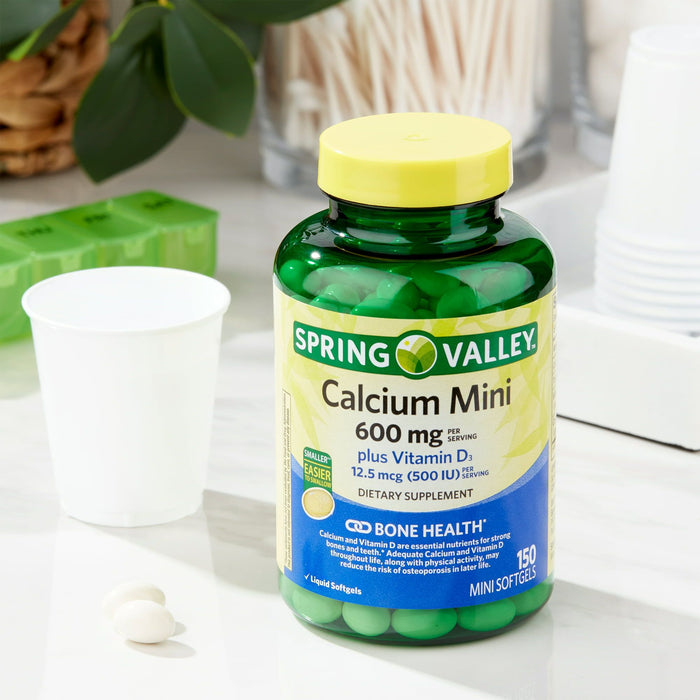 Spring Valley Calcium Plus Vitamin D3; Dietary Supplement; 150 Mini Softgels