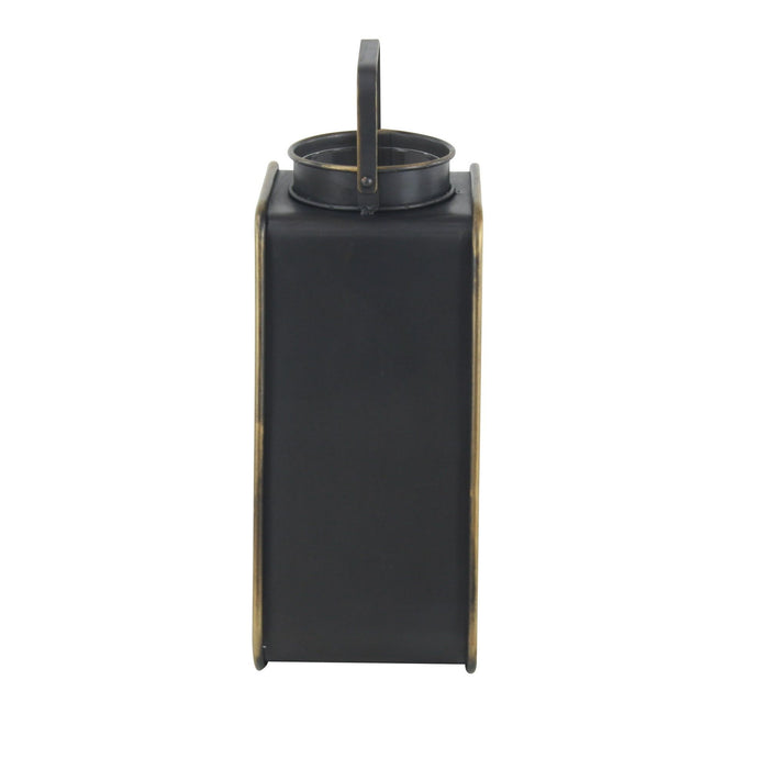 Decmode Modern 16 X 13 Inch Black Metal And Glass Candle Lantern