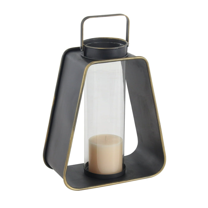 Decmode Modern 16 X 13 Inch Black Metal And Glass Candle Lantern