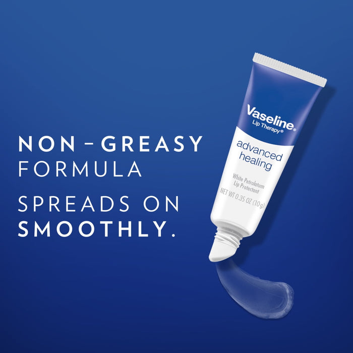 Vaseline Lip Therapy Moisturizing White Petroleum Advanced Healing Lip Protectant, 0.35 oz 2 Count