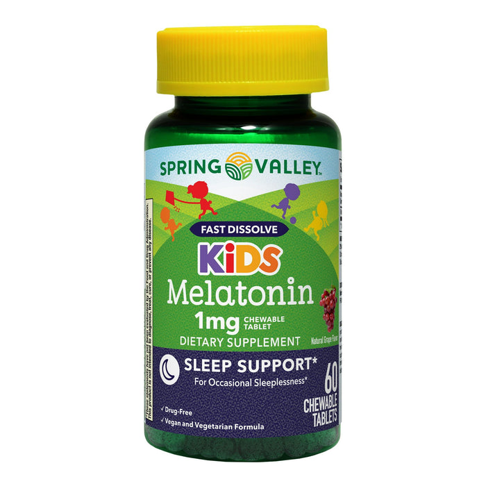 Spring Valley Kids Melatonin Chewable Tablets; Grape Flavor; 1 mg; 60 Count