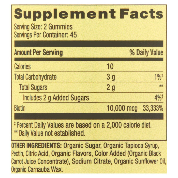 Spring Valley Biotin 10; 000 mcg Vegetarian Gummy Supplement; 90 Count