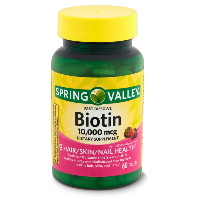 Spring Valley Fast-Dissolve Biotin Dietary Supplement; 10; 000 mcg; 60 Count