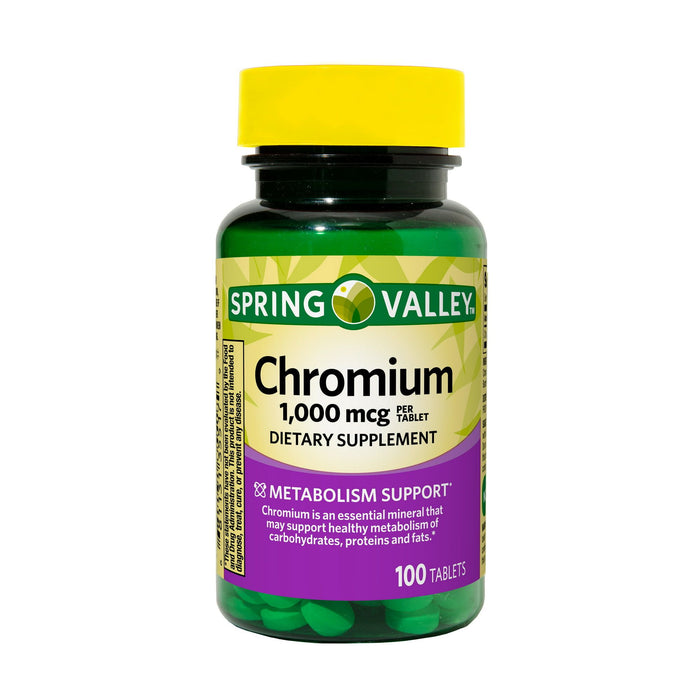 Spring Valley Chromium Tablets Dietary Supplement; 1; 000 mcg; 100 Count