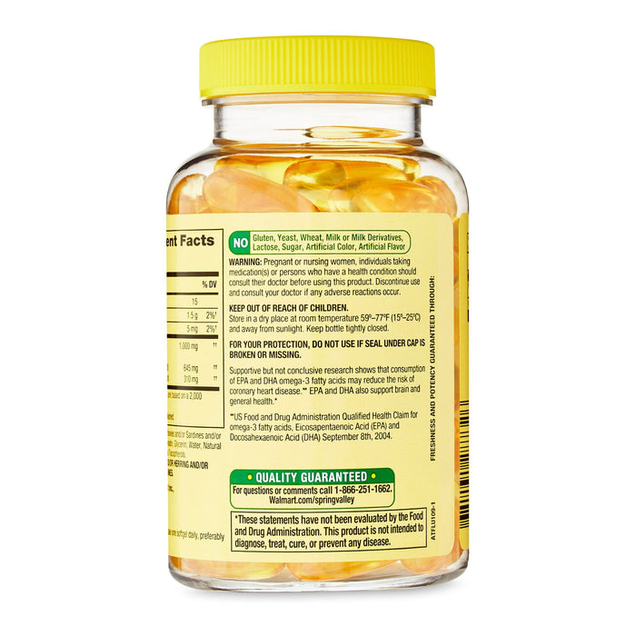 Spring Valley Proactive Support Omega-3 from Fish Oil Dietary Supplement; 1000 mg; 60 Count