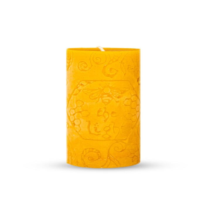 BeeTheLight Beeswax Pillar Candle (2.7" x 3.4") - Smokeless Unscented Candle - 54 Hours Burn Time - Natural & 100% Pure Beeswax Candle - Handmade Decorative Pillar Candle (Natural Yellow, Medium)