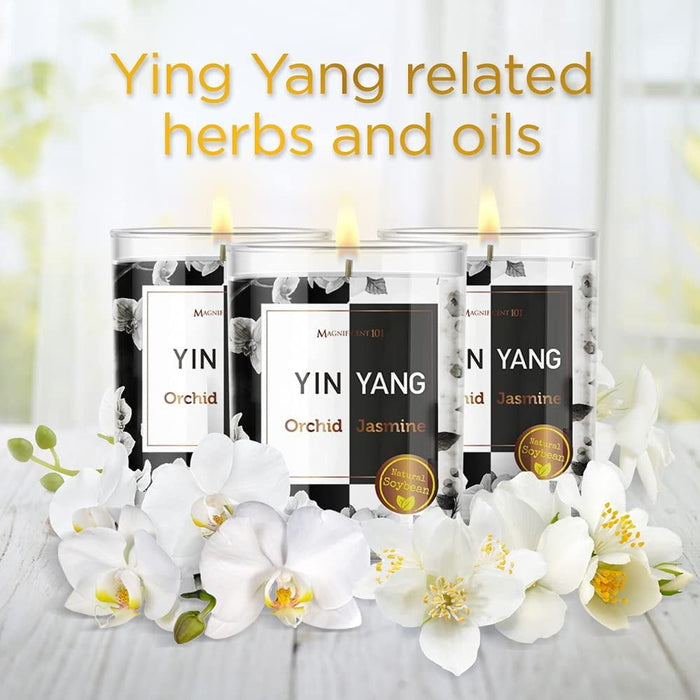 Magnificent 101 Set of 3 Long-Lasting Yin Yang Aromatherapy Candles10.5 Oz - 42-Hour Burn 100% Soy Wax, Herbs Ideal for Meditation, House Energy Cleansing & Manifestation