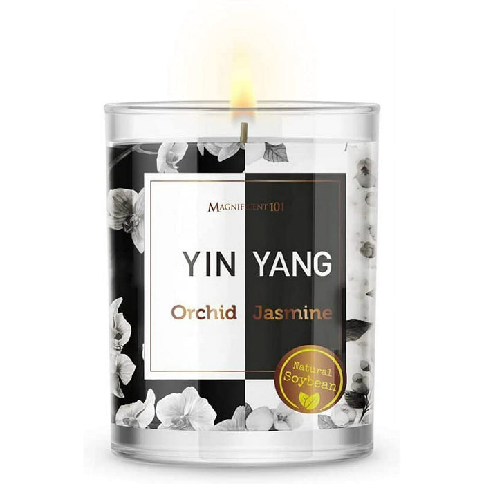 Magnificent 101 Set of 3 Long-Lasting Yin Yang Aromatherapy Candles10.5 Oz - 42-Hour Burn 100% Soy Wax, Herbs Ideal for Meditation, House Energy Cleansing & Manifestation