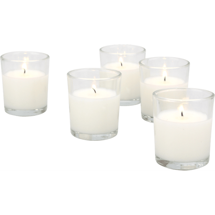 Stonebriar Unscented 1-Wick Filled Glass Votive Candles 24 Pack, White