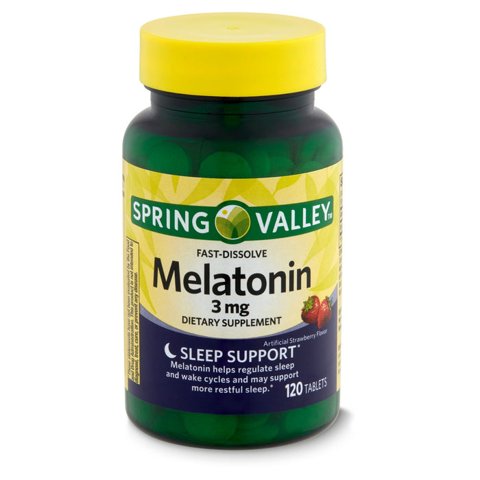 Spring Valley Fast-Dissolve Melatonin Dietary Supplement; 3 mg; 120 Count