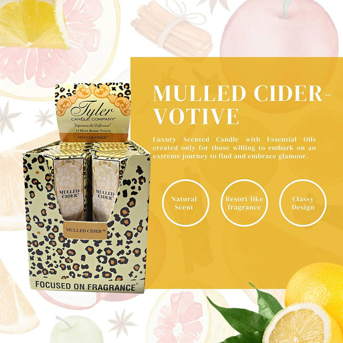 Tyler Candle Company Mulled Cider Votive Candles - Luxury Scented Candle with Essential Oils - 16 pack of 2 oz Small Candles with 15 Hour Burn Time Each - w Worldwide Nutrition Multi Purpose Key Chain