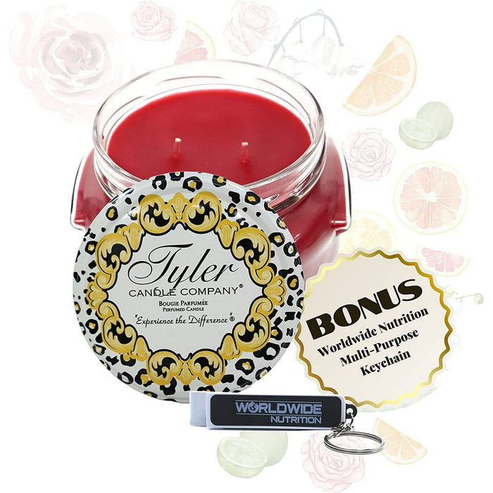 Tyler Candle Company Kathina Scent Jar Candle - Luxurious Scented Candle with Essential Oils - Long Burning Candles 110-120 Hours - Large Candle 22 oz with Worldwide Nutrition Multi Purpose Key Chain