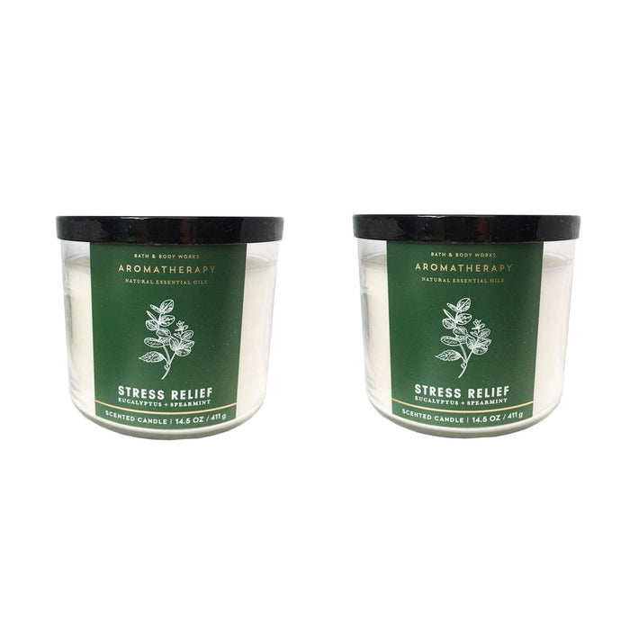 Bath and Body Works Aromatherapy 3 Wick Candle, 14.5 Oz, Eucalyptus Spearmint (2 Pack)