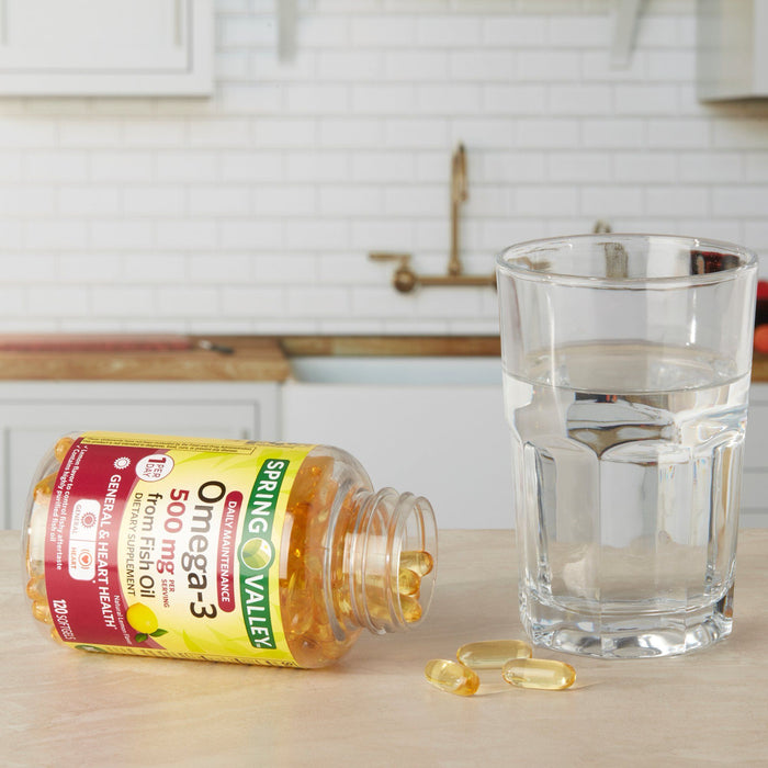 Spring Valley Omega-3 Fish Oil Dietary Supplement; 500 mg; 120 Count