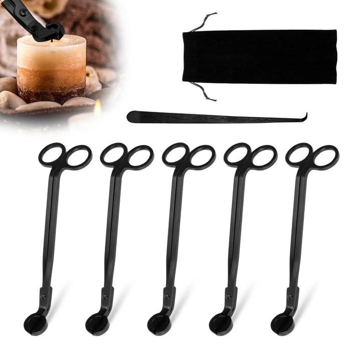 6 Pack Candle Wick Trimmer, FULANDL Candle Accessory Set, Including 5 Stainless Steel Wick Clipper Cutter with 1 Candle Wick Dipper, Candle Accessory Set Candle Care Kit