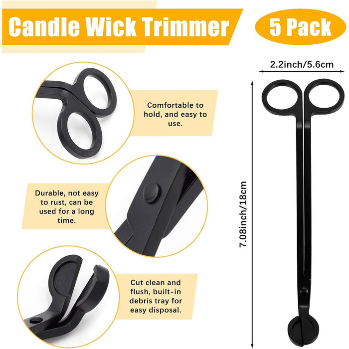 6 Pack Candle Wick Trimmer, FULANDL Candle Accessory Set, Including 5 Stainless Steel Wick Clipper Cutter with 1 Candle Wick Dipper, Candle Accessory Set Candle Care Kit