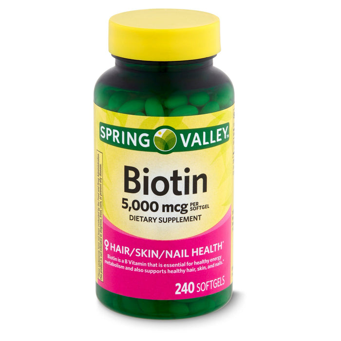 Spring Valley Biotin Dietary Supplement; 5000 mcg; 240 Count