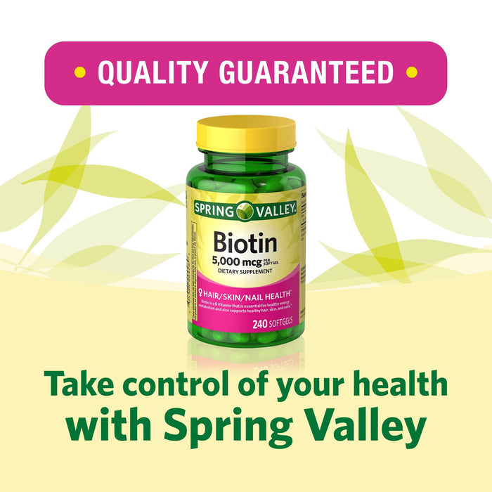 Spring Valley Biotin Dietary Supplement; 5000 mcg; 240 Count