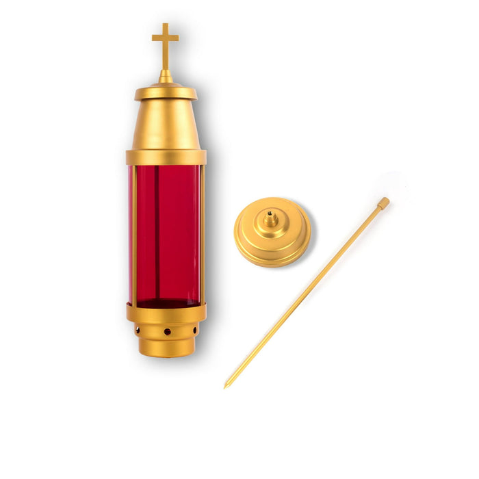 Latin Cross Cemetery Light,Grave candle,Cemetery candle,Cemetery decorations for grave,Grave decorations for cemetery,Cemetery Light Candle Holder, Mausoleum Candle Holder with Base