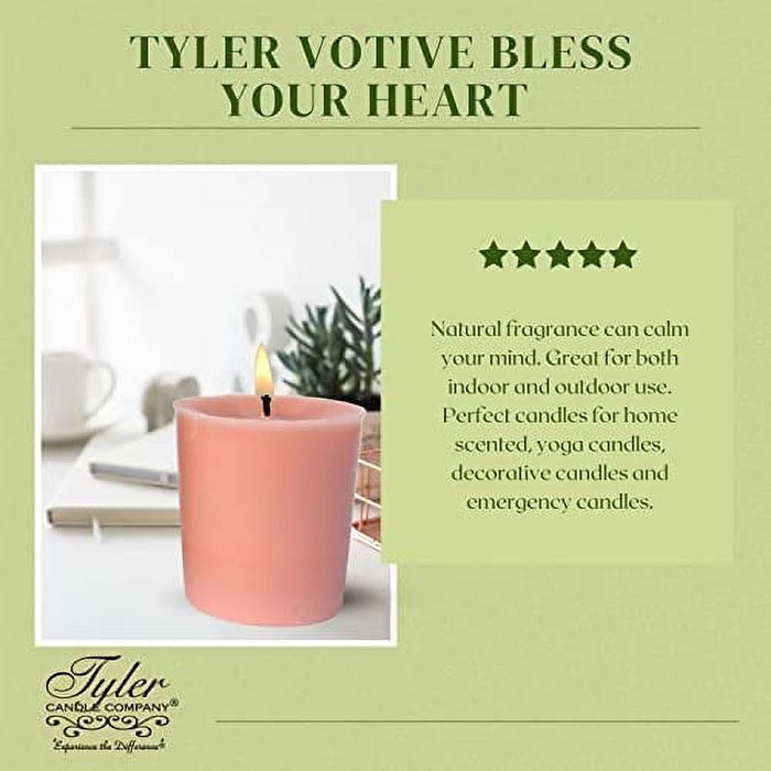 Tyler Candle Company Bless Your Heart Votive Candles - Luxury Scented Candle with Essential Oils - 16 Pack of 2 oz Small Candles with 15 Hour Burn Time Each - with Bonus Key Chain