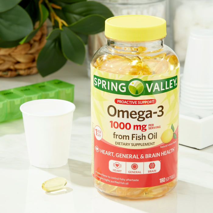 Spring Valley Omega-3 Fish Oil Soft Gels; 1000 mg; 180 Count