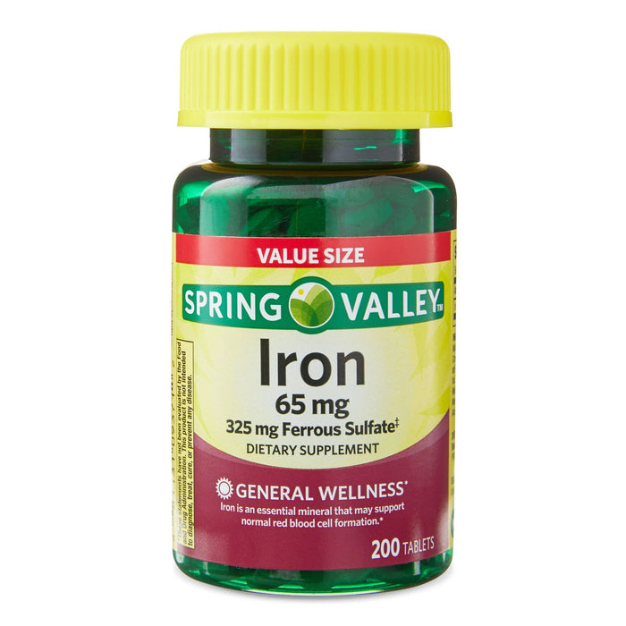 Spring Valley Iron Tablets Dietary Supplement Value Size; 65 mg; 200 Count