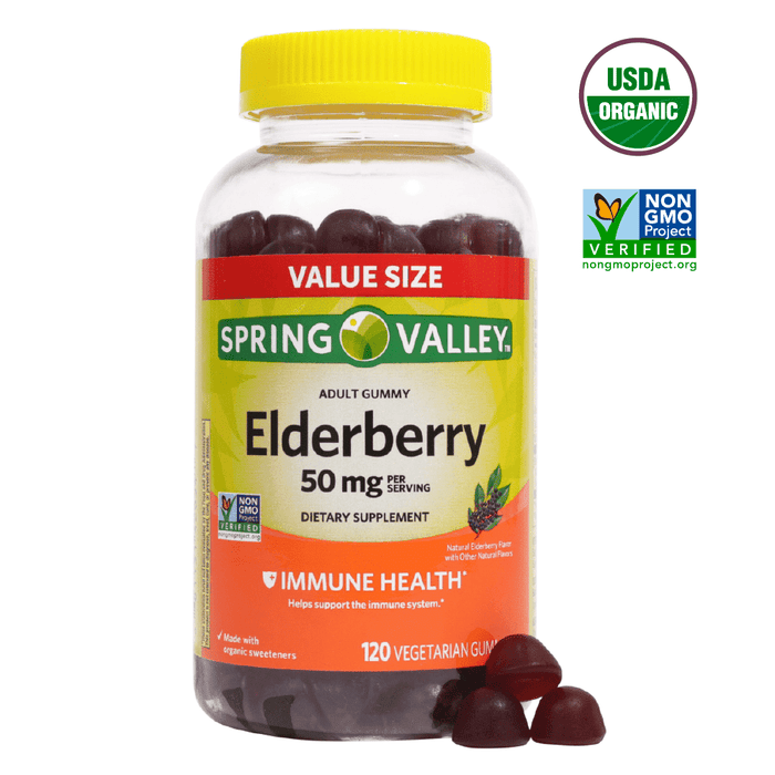 Spring Valley Elderberry Gummy Supplements; 50 mg; 120 Count