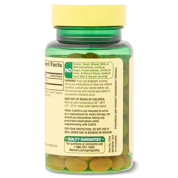 Spring Valley Rapid-Release CoQ10 Dietary Supplement; 100 mg; 30 Count