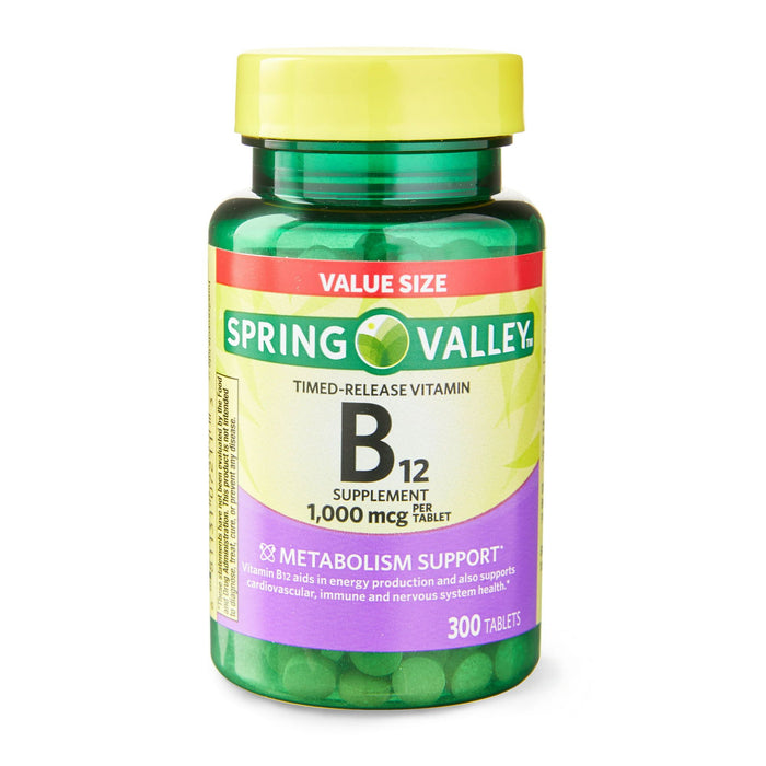 Spring Valley Vitamin B12 Timed-Release Tablets Dietary Supplement; 1000 mcg; 300 Count