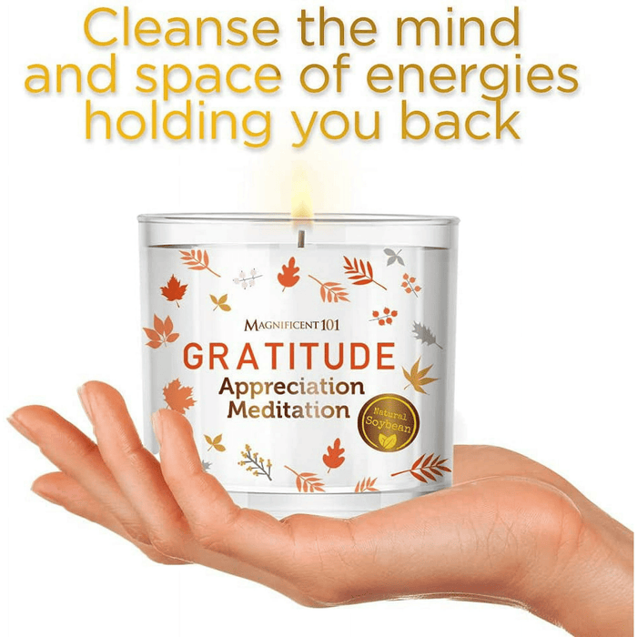 Magnificent 101 Long-Lasting Abundance Smudge Aromatherapy Candle | 14 Oz - 56-Hour Burn | Made of 100% Soy Wax, Sage Herbs | Ideal for House Energy Cleansing & Manifestation