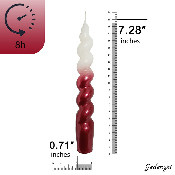 XINAOBAOLUO 4Red Taper Candles - Spiral Dripless (2 Pack)