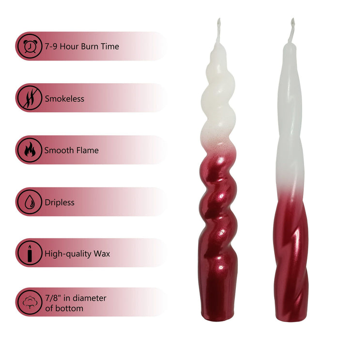 XINAOBAOLUO 4Red Taper Candles - Spiral Dripless (2 Pack)