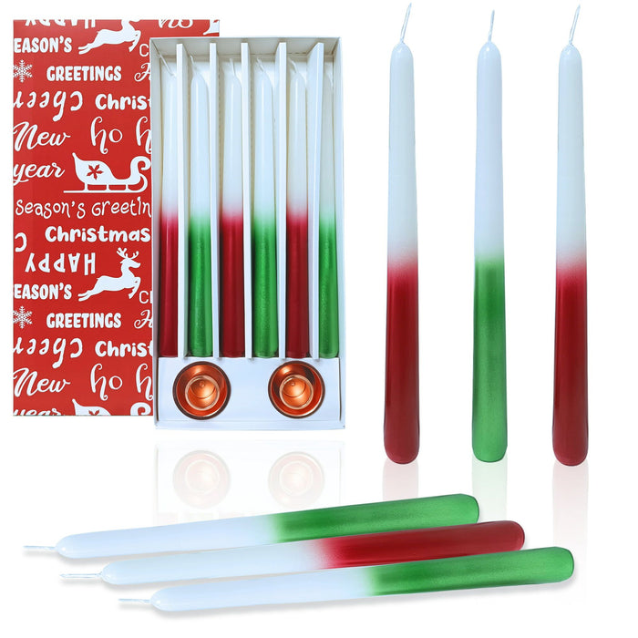 FCMSHAMD 8.46'' Red Green Taper Candles-Unscented(Pack of 2)