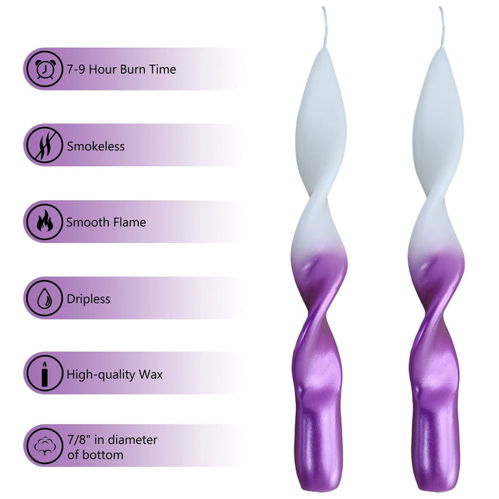 FCMSHAMD 8.8 inch Purple Candles Sticks -Dripless Taper(2 Pack)