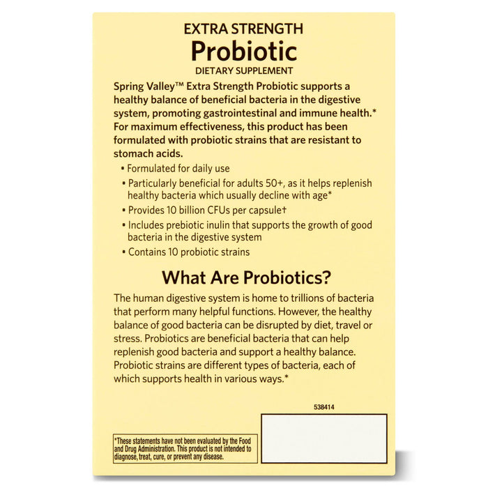 Spring Valley Extra-Strength Probiotic Vegetable Capsules; 30 Count