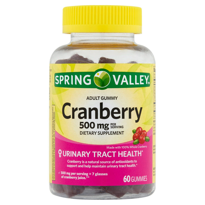 Spring Valley Adult Gummy Cranberry Dietary Supplement; 500 mg; 60 Count