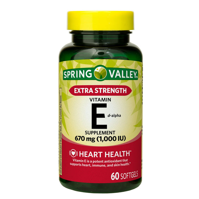 Spring Valley Extra Strength Vitamin E D-Alpha Softgels Supplement; 670 mg (1; 000 IU); 60 Count