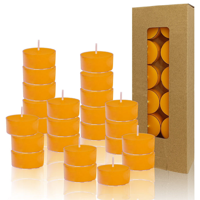 Beeswax Tealight Candles Handmade Candlesticks,24pcs Round Tea Light Candles Natural Bees Wax Tealight Candle Smokeless Candle Stciks for Spa Home Decor Party Gifts